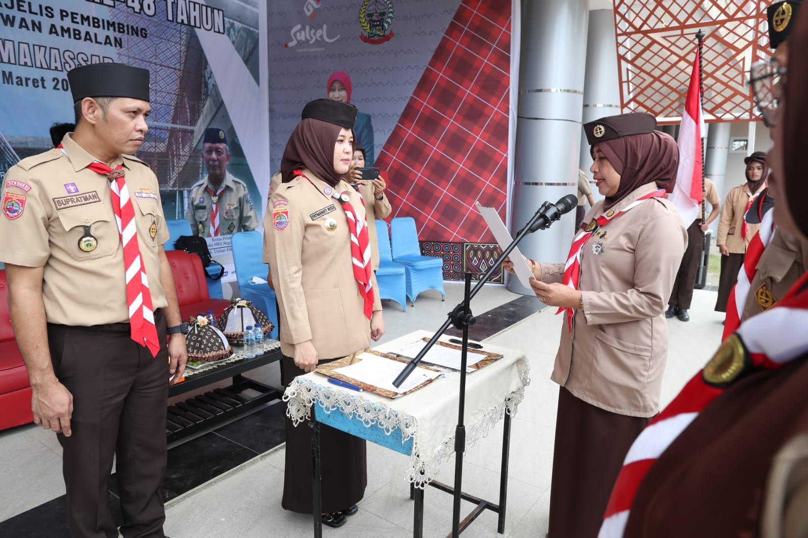 Kukuhkan Pembimbing dan Pembina Ambalan Pramuka Oryza Sativa, Fatmawati Rusdi Ingatkan Pentingnya Kedisiplinan